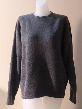 Dunst Charcoal Heather Shaggy Dog Wool L/S Crewneck Sweater Unisex Size: M